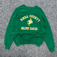 Vintage 90's Made in USA High School Rhea County Eagles Green Yellow Crewneck XL