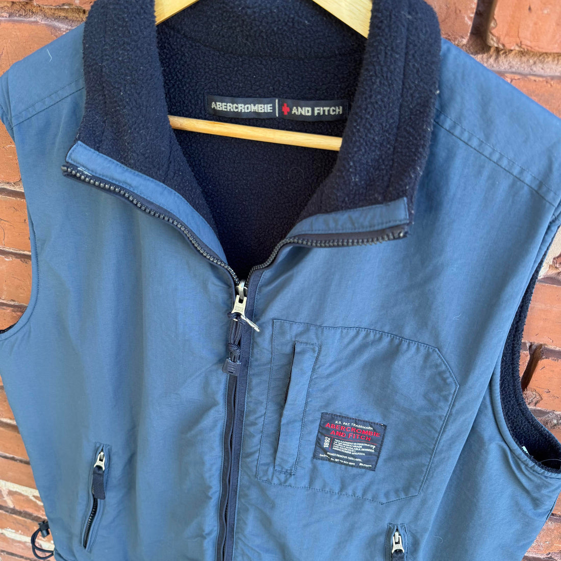 Vintage 90s Abercrombie and Fitch Blue Sherpa Lined Ski Vest XL