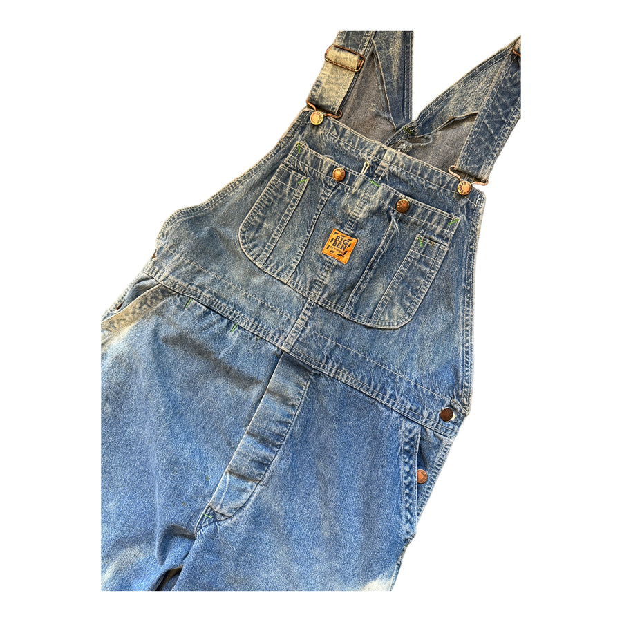 BIG BEN SUN FADED AND DISTRESSED MADE IN USA OVERALLS BLUE ‘LARGE’ - 1970S