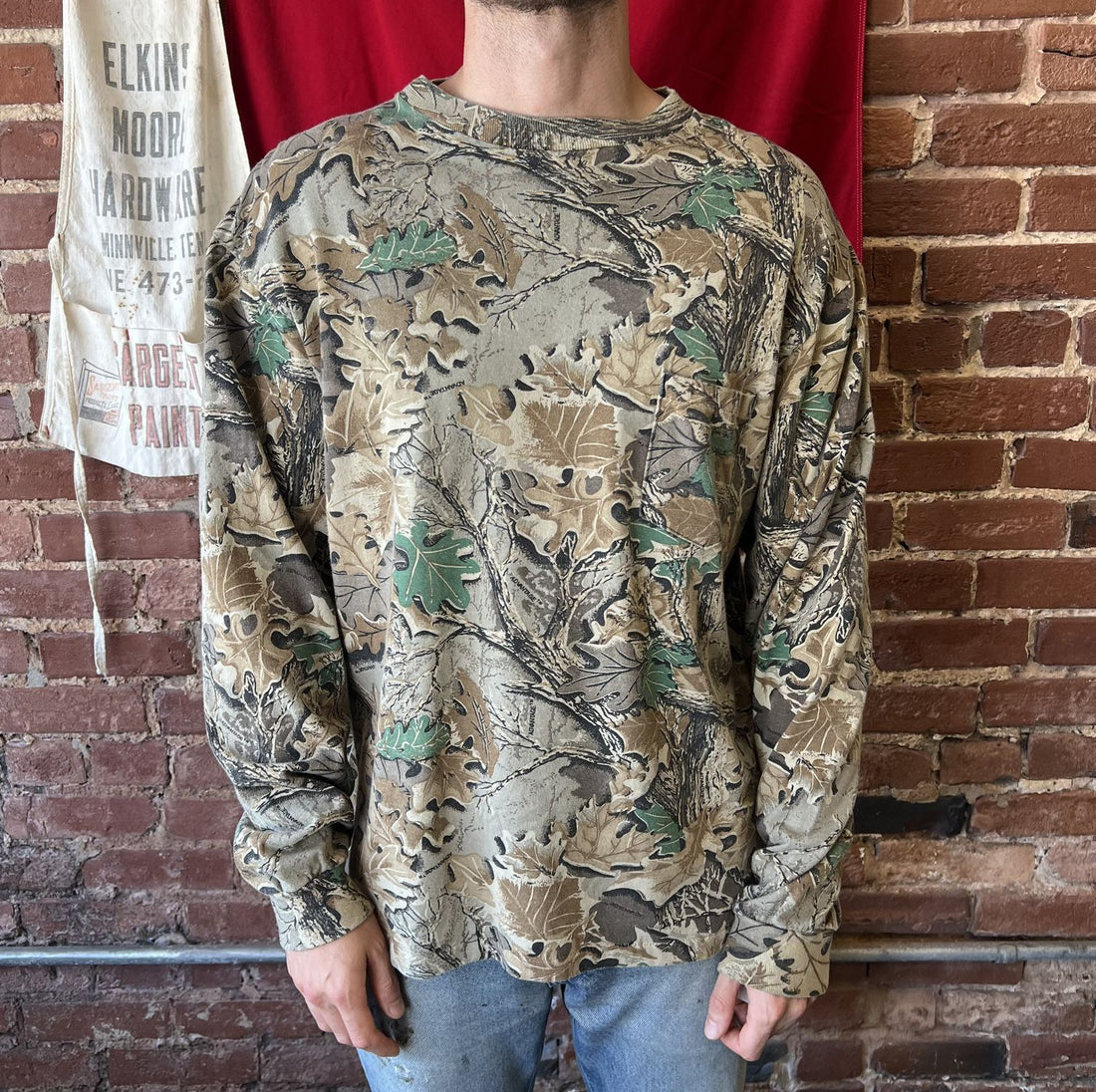 Vintage Single Stitch Camo T Shirt Long Sleeve Woodland Mens XXL