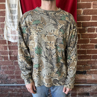 Vintage Single Stitch Camo T Shirt Long Sleeve Woodland Mens XXL