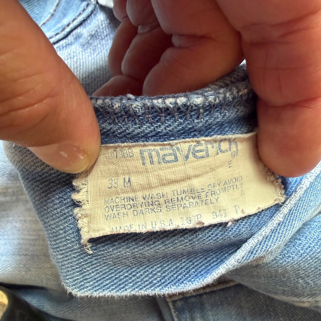 Vintage 1970s Bootcut Jeans Maverick Light Wash Embroidered 32x31 - Made in USA