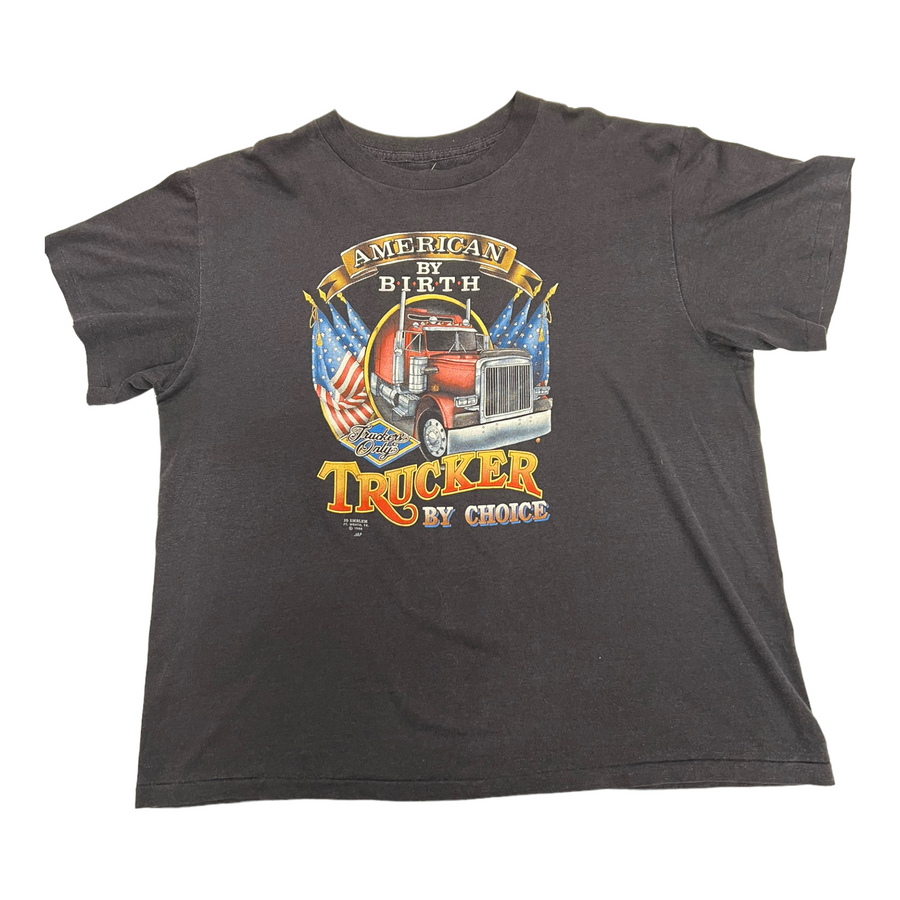 1988 TRUCKERS ONLY 3D EMBLEM TEE BLACK ‘LARGE’ - 1980S