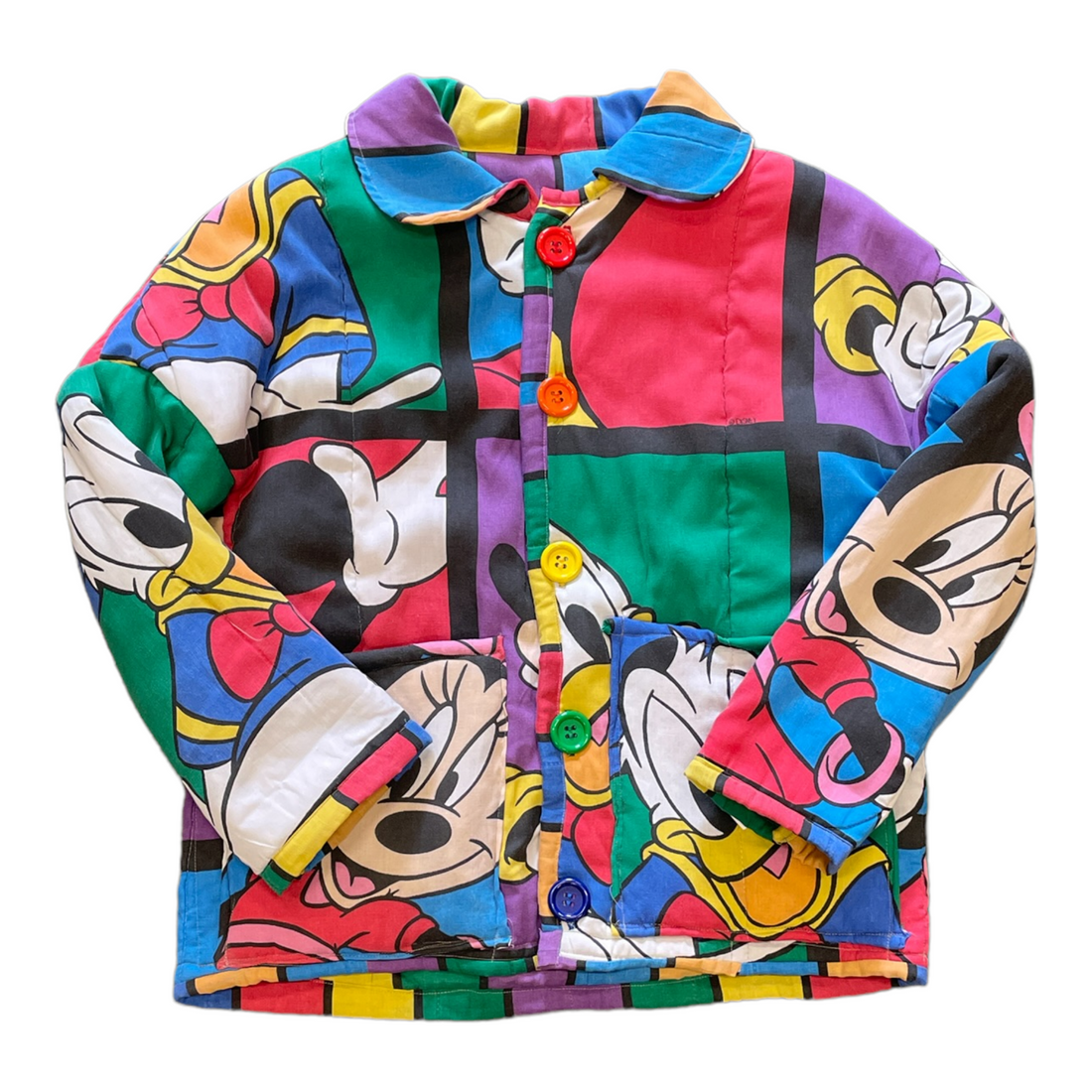 CUSTOM MADE MICKEY MOUSE CHORE COAT MULTICOLORED ‘LARGE’ - 1990S