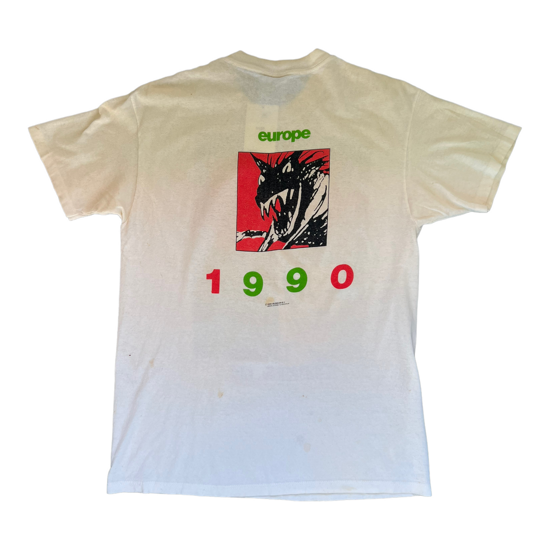 1990 ROLLING STONES EUROPE TOUR TEE WHITE ‘LARGE’ - 1990S