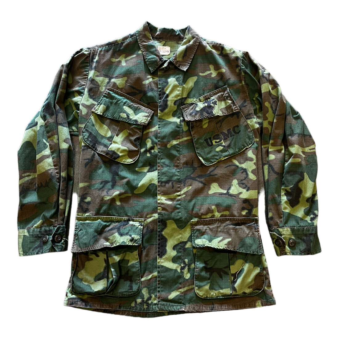 1969 DATED DEADSTOCK ERDL RIPSTOP JUNGLE SHIRT CAMO ‘SMALL’ - 1960S